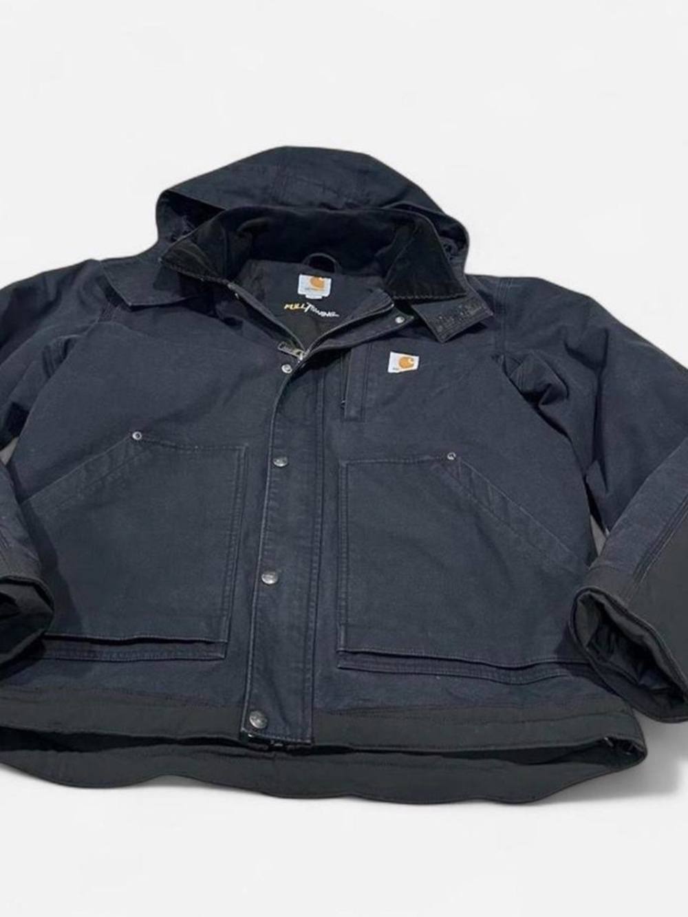 Carhartt Black Hooded Canvas Work Jacket